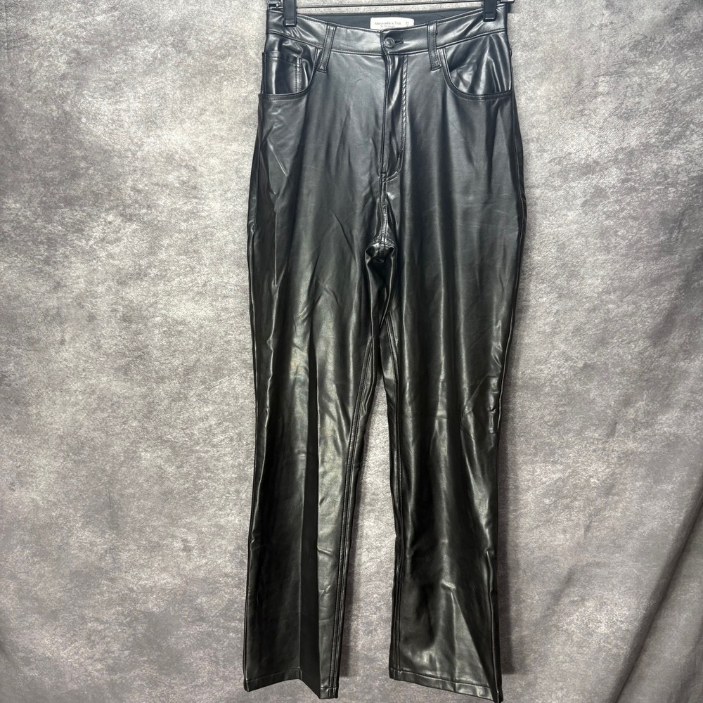 Abercrombie & Fitch 90s Straight Ultra High Rise Faux Leather Pants Size 27 4